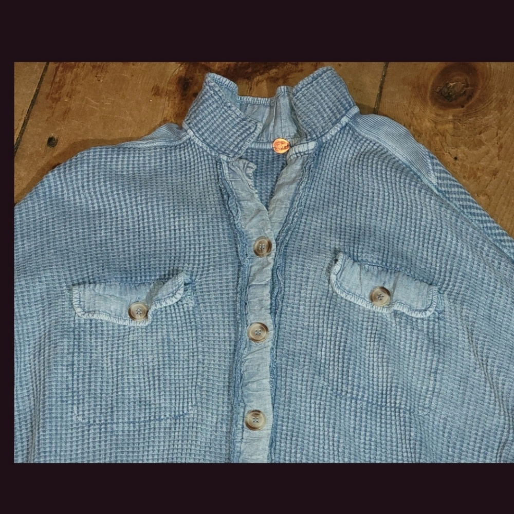 Free People FP ONE Scout Thermal Oversized Button Down Top Shirt - Picture 7 of 11